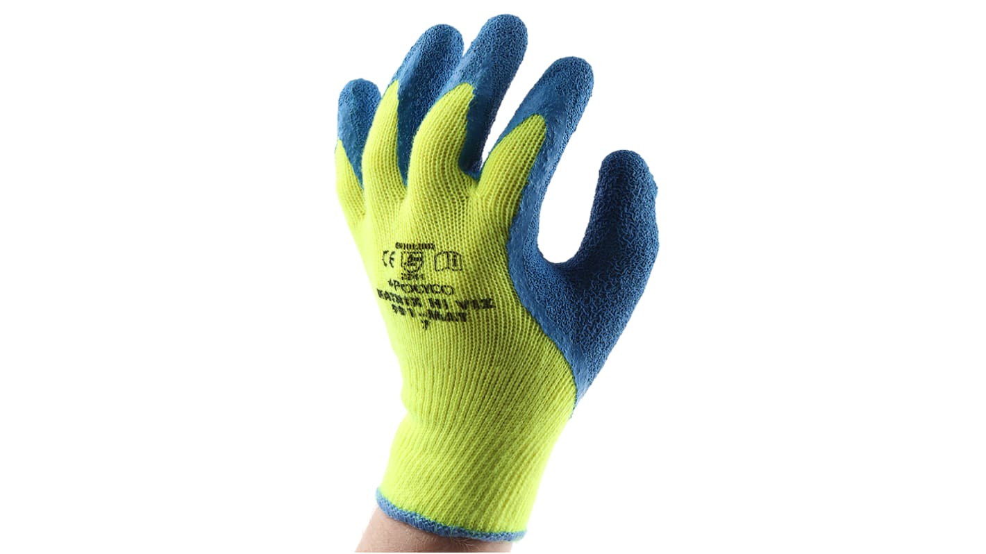 Polyco Healthline Matrix Yellow Latex Thermal Work Gloves, Size 7, Small, Latex Coating