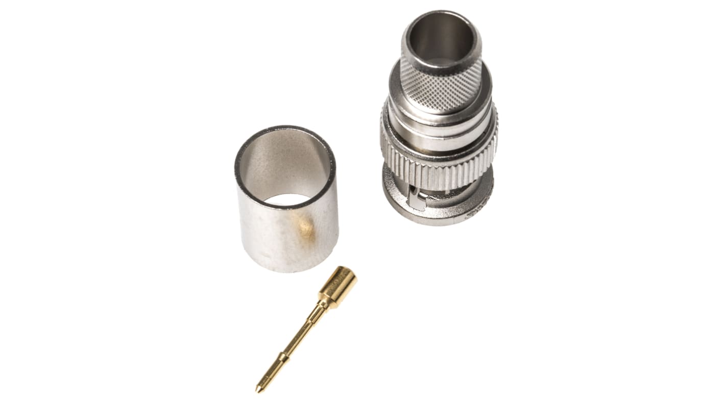 Telegartner Stecker Koaxialsteckverbinder BNC-Steckverbinder, Kabelmontage, Crimp-Anschluss, für 1.6/7.3-Kabel, 75Ω, ,