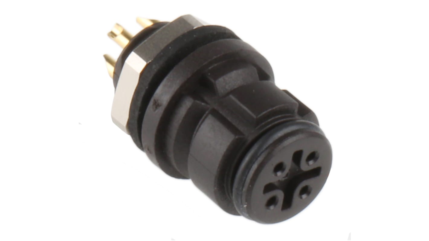 binder Circular Connector, 4 Contacts, Panel Mount, Subminiature Connector, Socket, Female, IP67, 620 Series