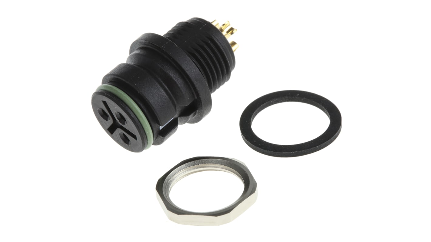 binder Circular Connector, 3 Contacts, Panel Mount, Miniature Connector, Socket, Female, IP67, 720 Series