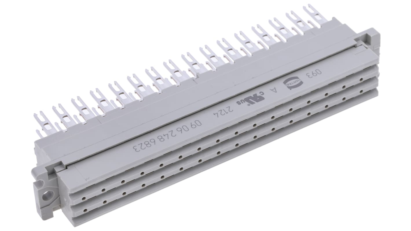 Connecteur DIN 41612 HARTING, 48 contacts Femelle, Droit sur 3 rangs, entraxe 5.08mm