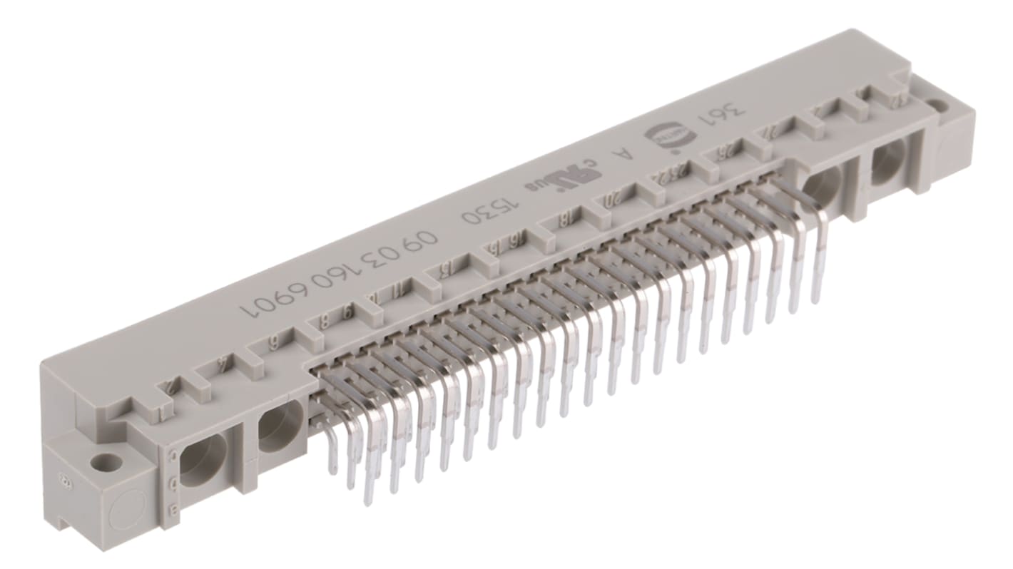 Harting 60 + 4 Way 2.54mm Pitch, Type M Class C2, 3 Row, Right Angle DIN 41612 Connector, Plug