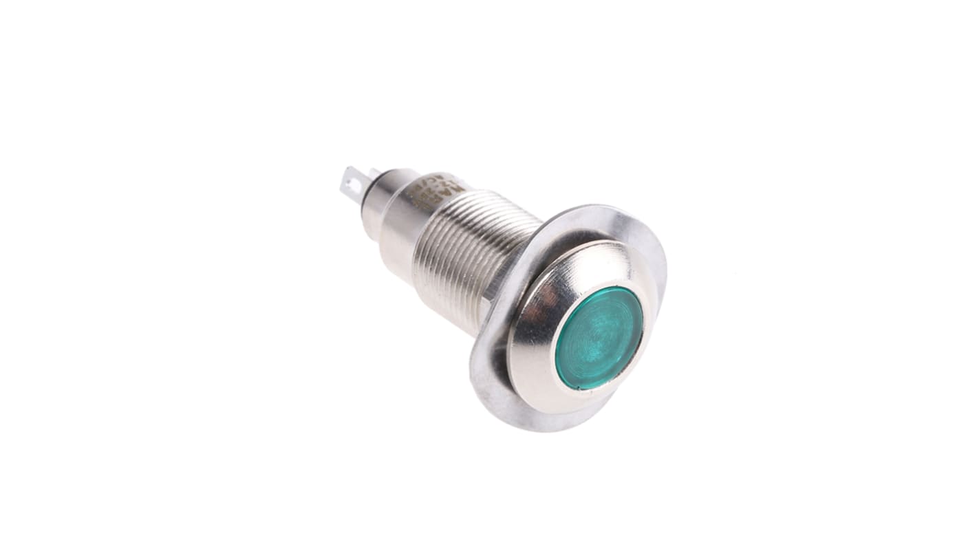 Indicatore da pannello Marl Verde  a LED, 12 → 28V, IP67, Sporgente, foro da 12.7mm