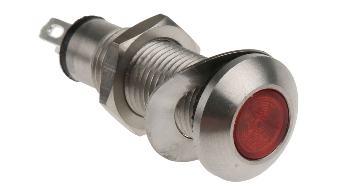 Indicatore da pannello Marl Rosso  a LED, 12 → 28V, IP67, Sporgente, foro da 8.1mm