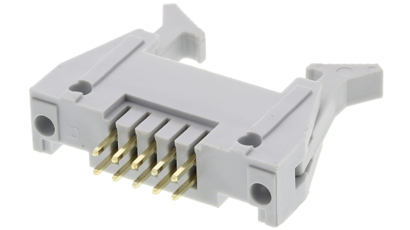 Konektor PCB, počet kontaktů: 10, rozteč: 2.54mm izolace pájením, orientace těla: Pravý úhel, Samec, Průchozí otvor,