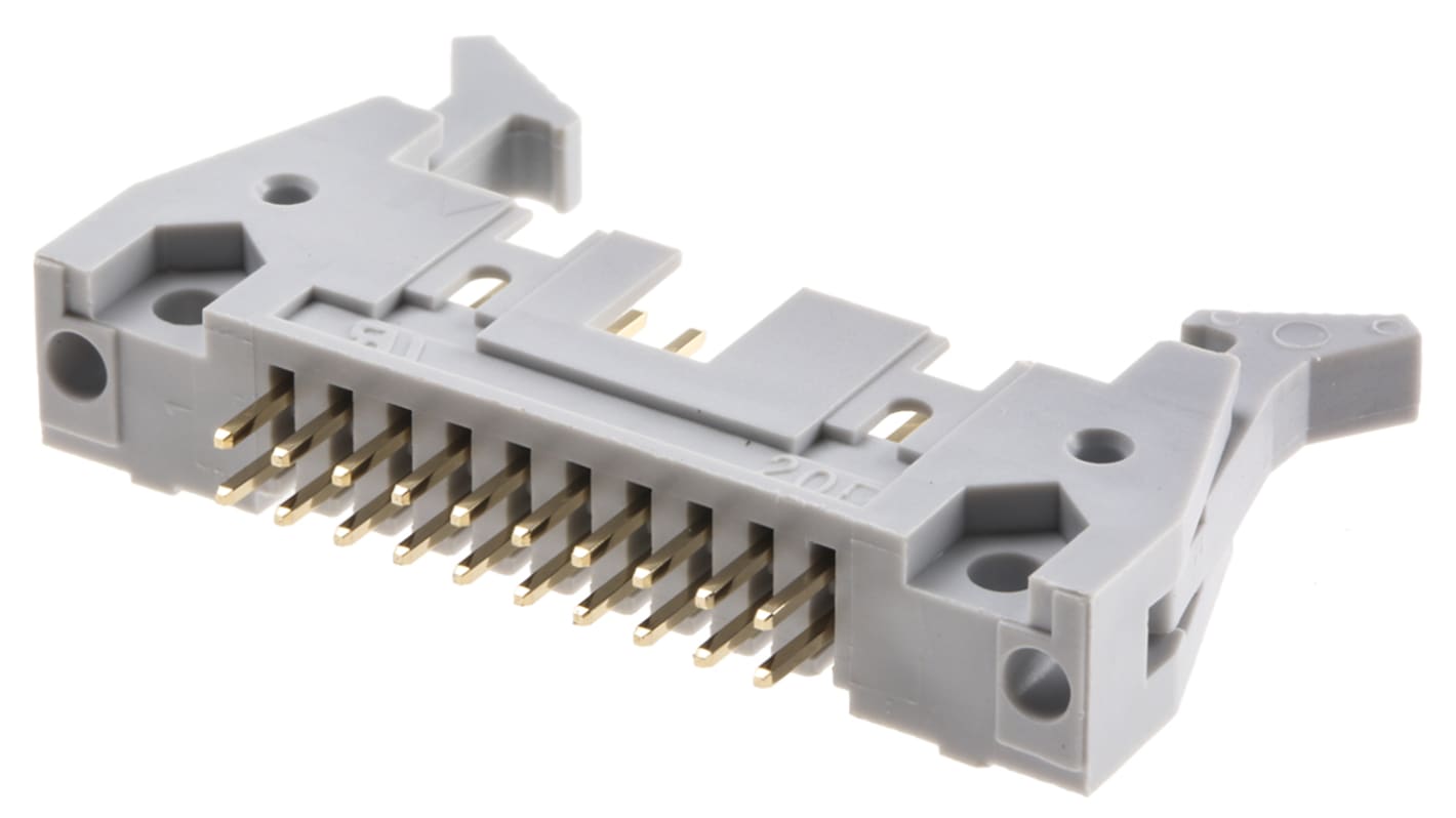 Conector macho para PCB RS PRO de 20 vías, paso 2.54mm, para soldar, Montaje en orificio pasante