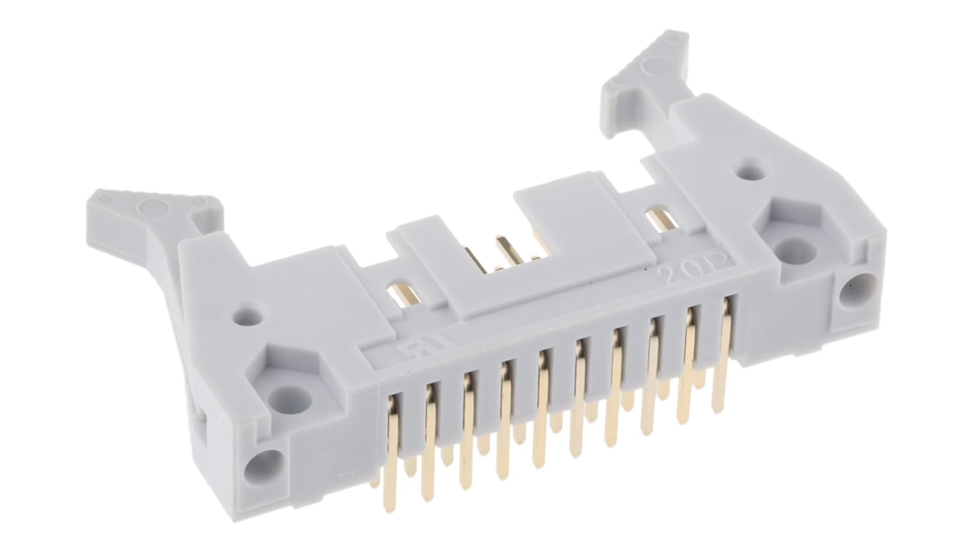 Conector macho para PCB Ángulo de 90° RS PRO de 20 vías, paso 2.54mm, para soldar, Montaje en orificio pasante