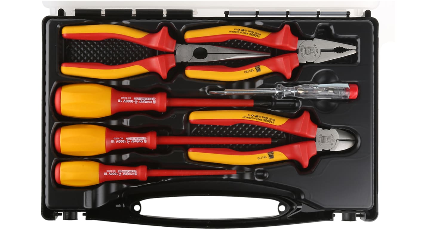 RS PRO 7 Piece Electricians Tool Kit with Case, VDE Approved