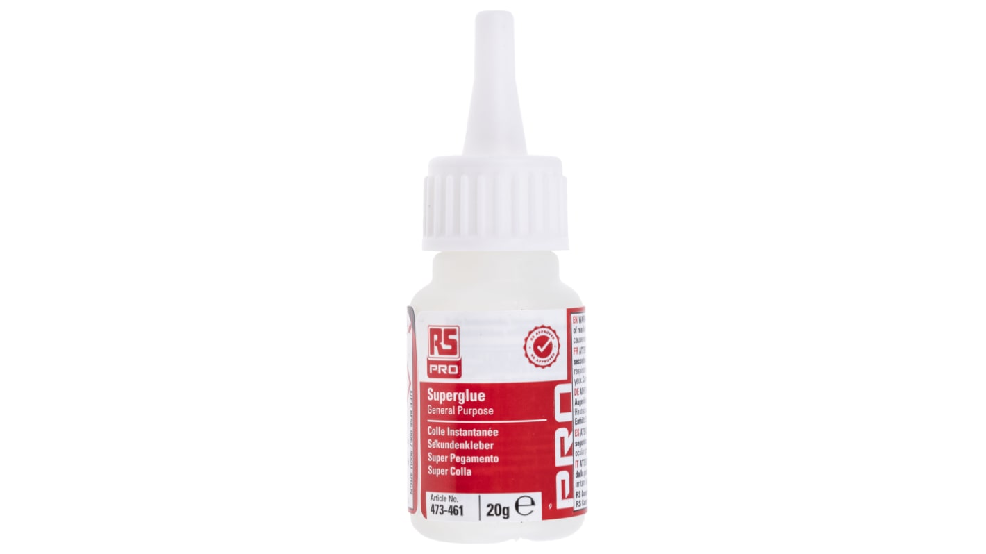 RS PRO Sekundenkleber Cyanacrylat Flüssig transparent, Flasche 20 g