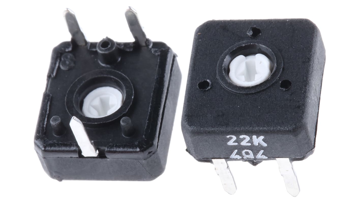 22kΩ, Through Hole Trimmer Potentiometer 0.15W Top Adjust TE Connectivity, CB10