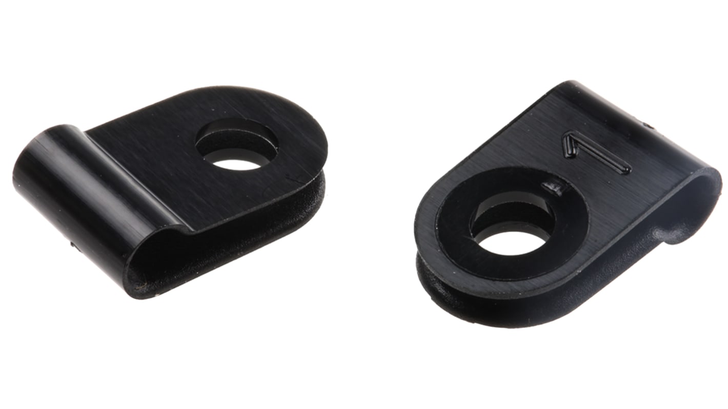 Clip en P, Polyamide Noir, Diamètre intérieur 3.2mm