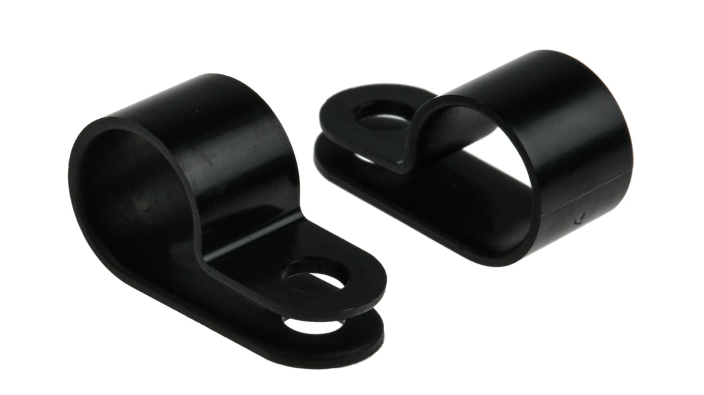 Clip en P, Polyamide Noir, Diamètre intérieur 11mm