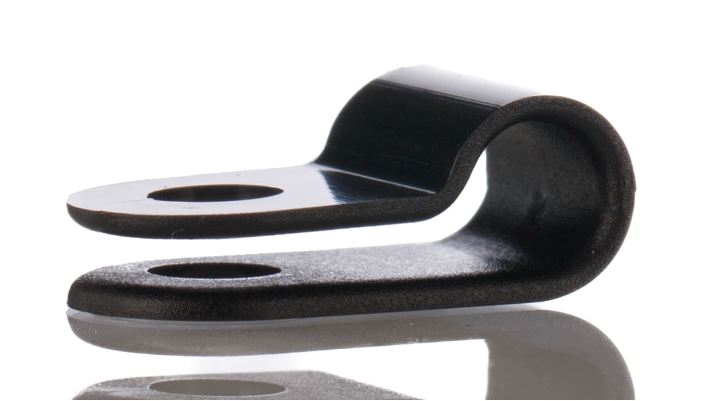 Clip en P, Polyamide Noir, Diamètre intérieur 5mm