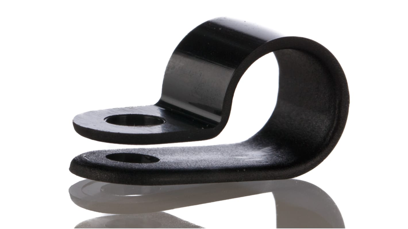 Clip en P, Polyamide Noir, Diamètre intérieur 8mm