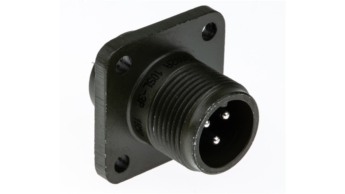 Amphenol Industrial, MS3102A 3 Way Box Mount MIL Spec Circular Connector Receptacle, Pin Contacts,Shell Size 10SL,