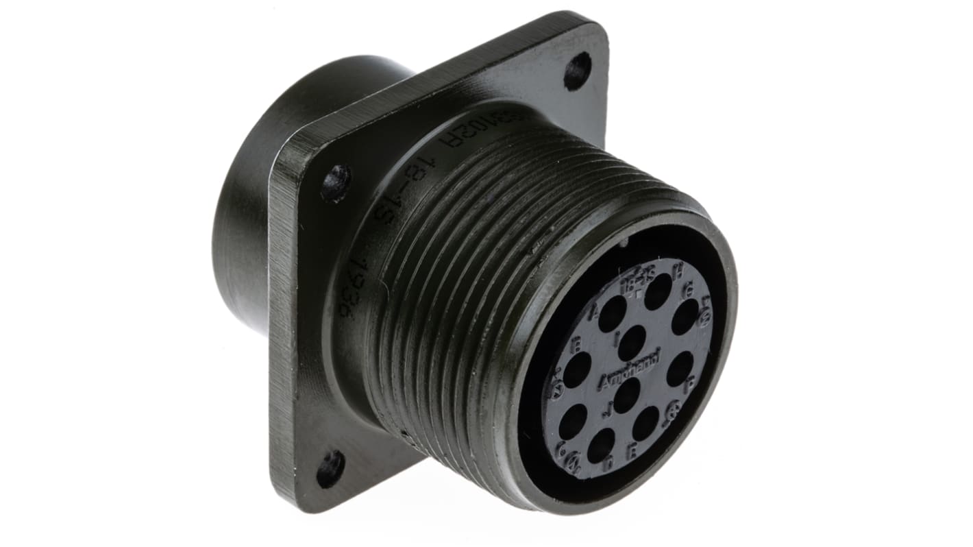 Amphenol Industrial, MS3102A 10 Way Box Mount MIL Spec Circular Connector Receptacle, Socket Contacts,Shell Size 18,