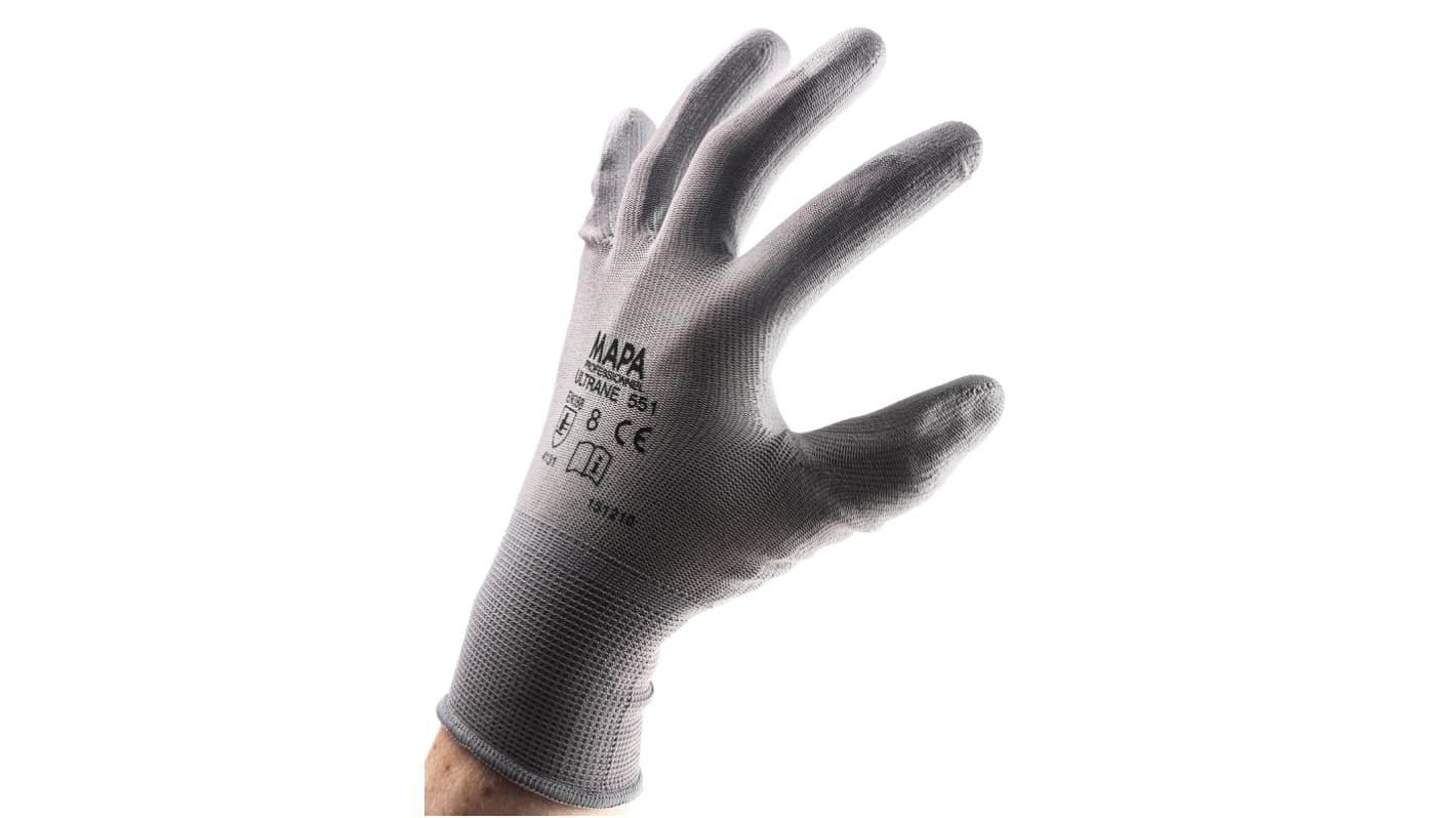 Guanti riutilizzabili Mapa, Tg. 8, M, in Nylon, col. Grigio