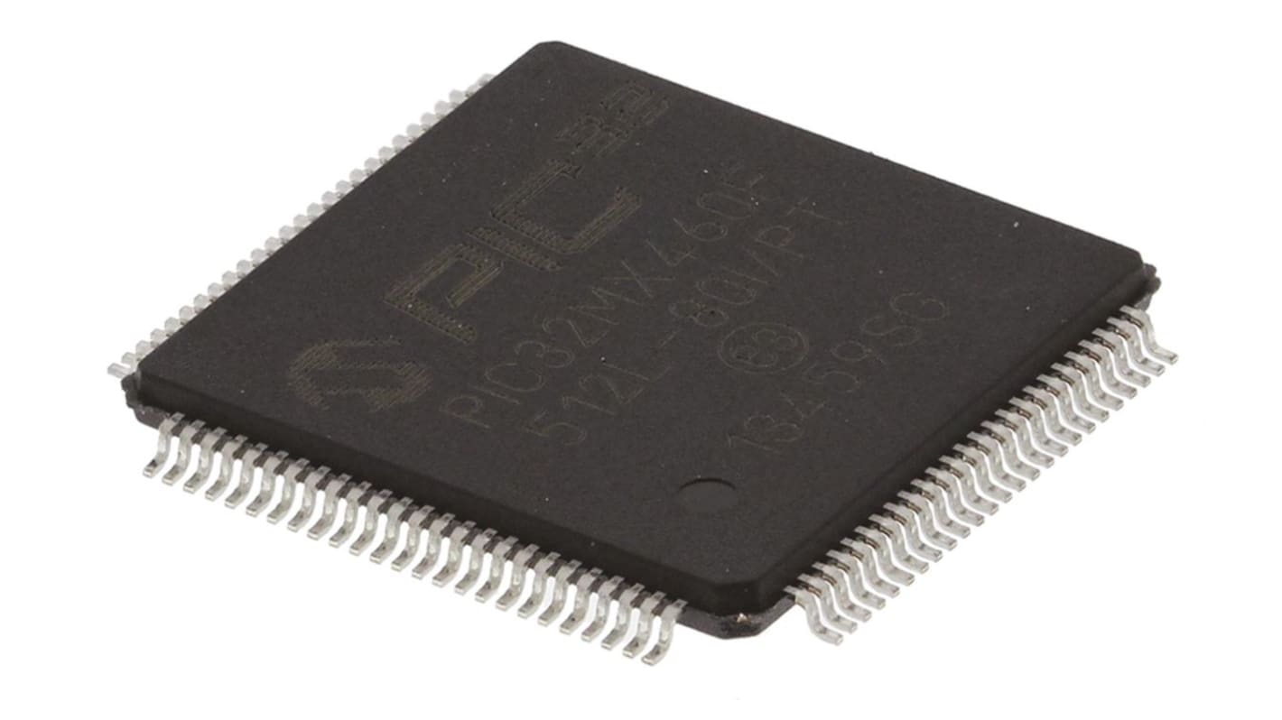 Microchip PIC32MX460F512L-80I/PT, 32bit PIC Microcontroller, PIC32MX, 80MHz, 12 kB, 512 kB Flash, 100-Pin TQFP