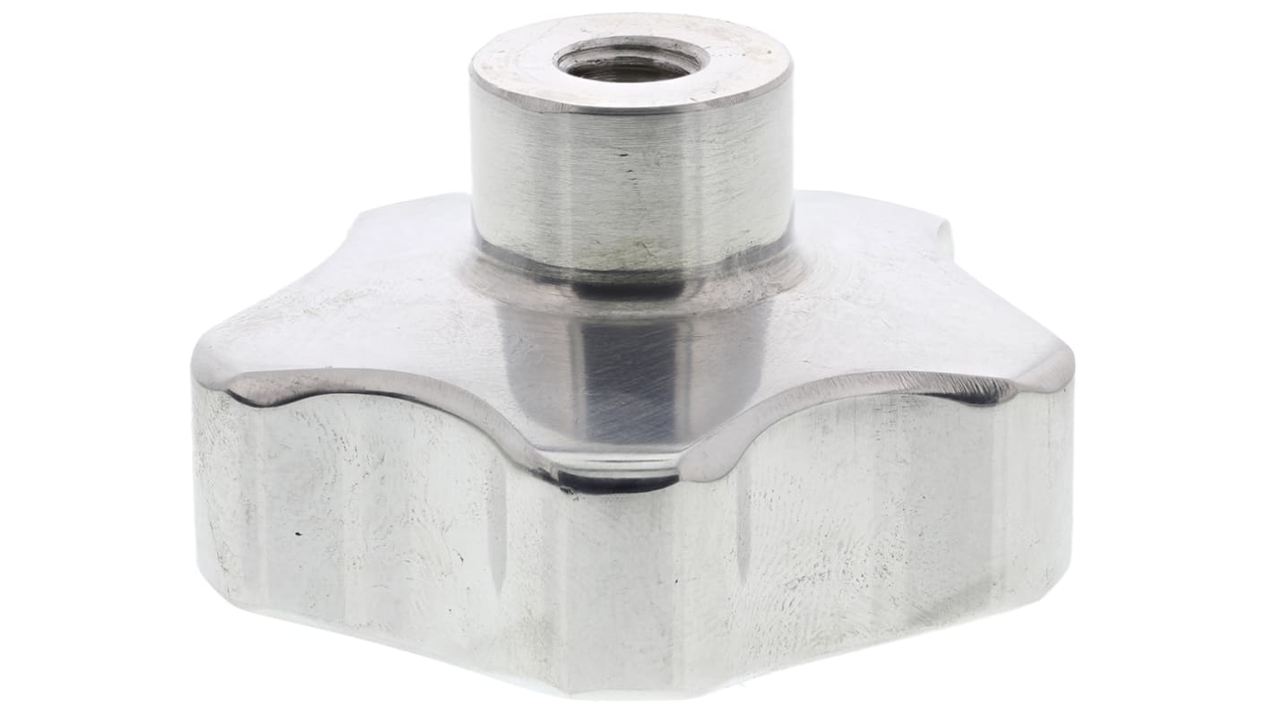 RS PRO Silver Multiple Lobes Clamping Knob, M8, Threaded Through Hole RS