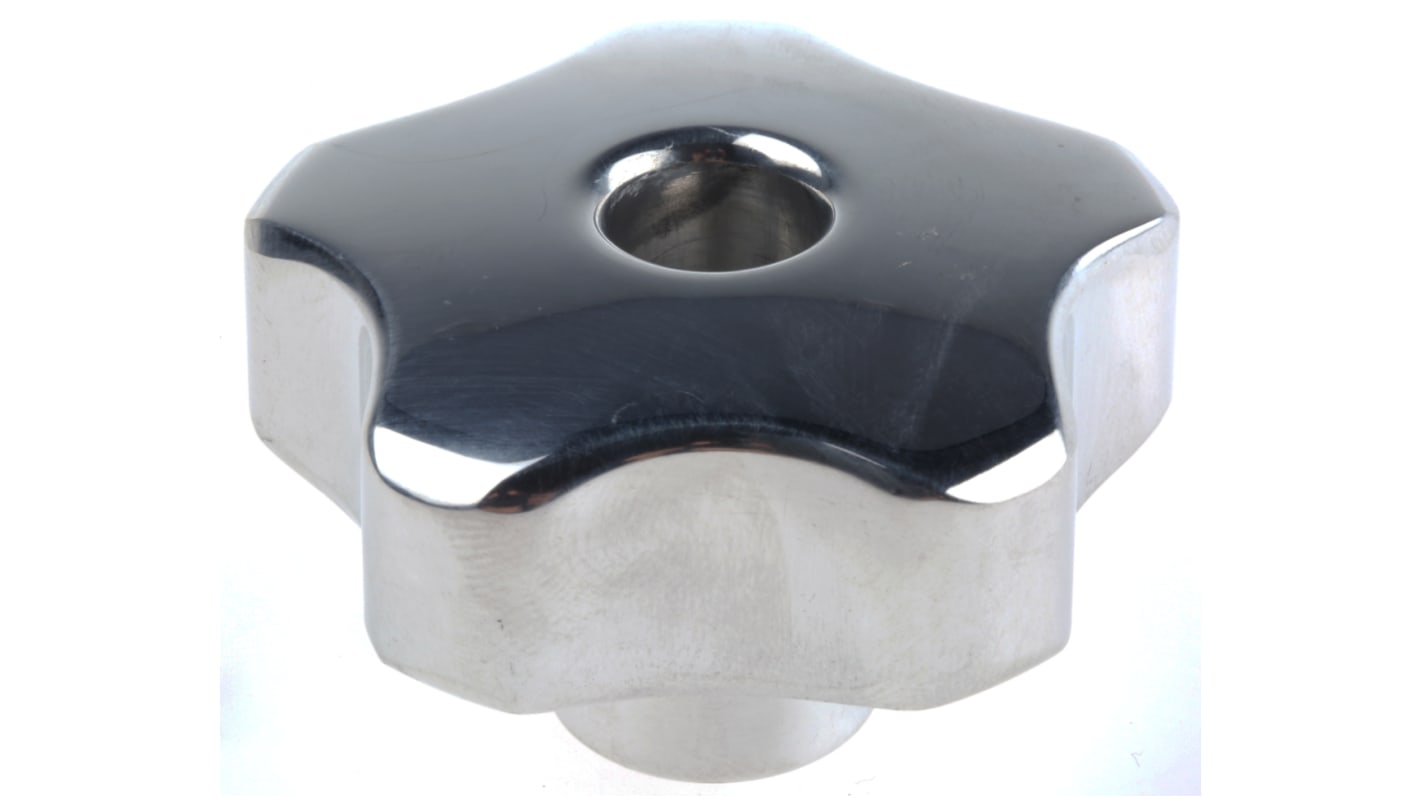 RS PRO Silver Multiple Lobes Clamping Knob, M10, Threaded Through Hole RS