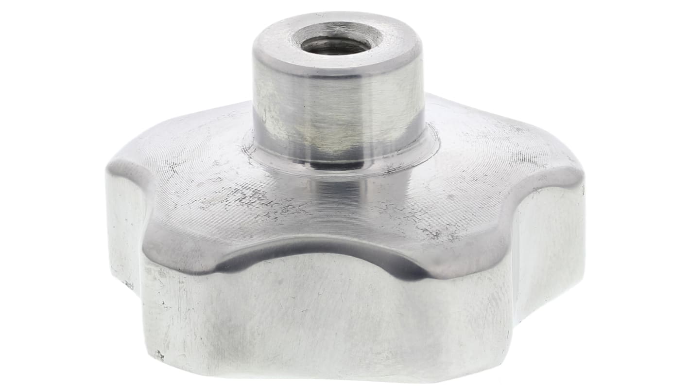 RS PRO Silver Multiple Lobes Clamping Knob, M6, Threaded Hole