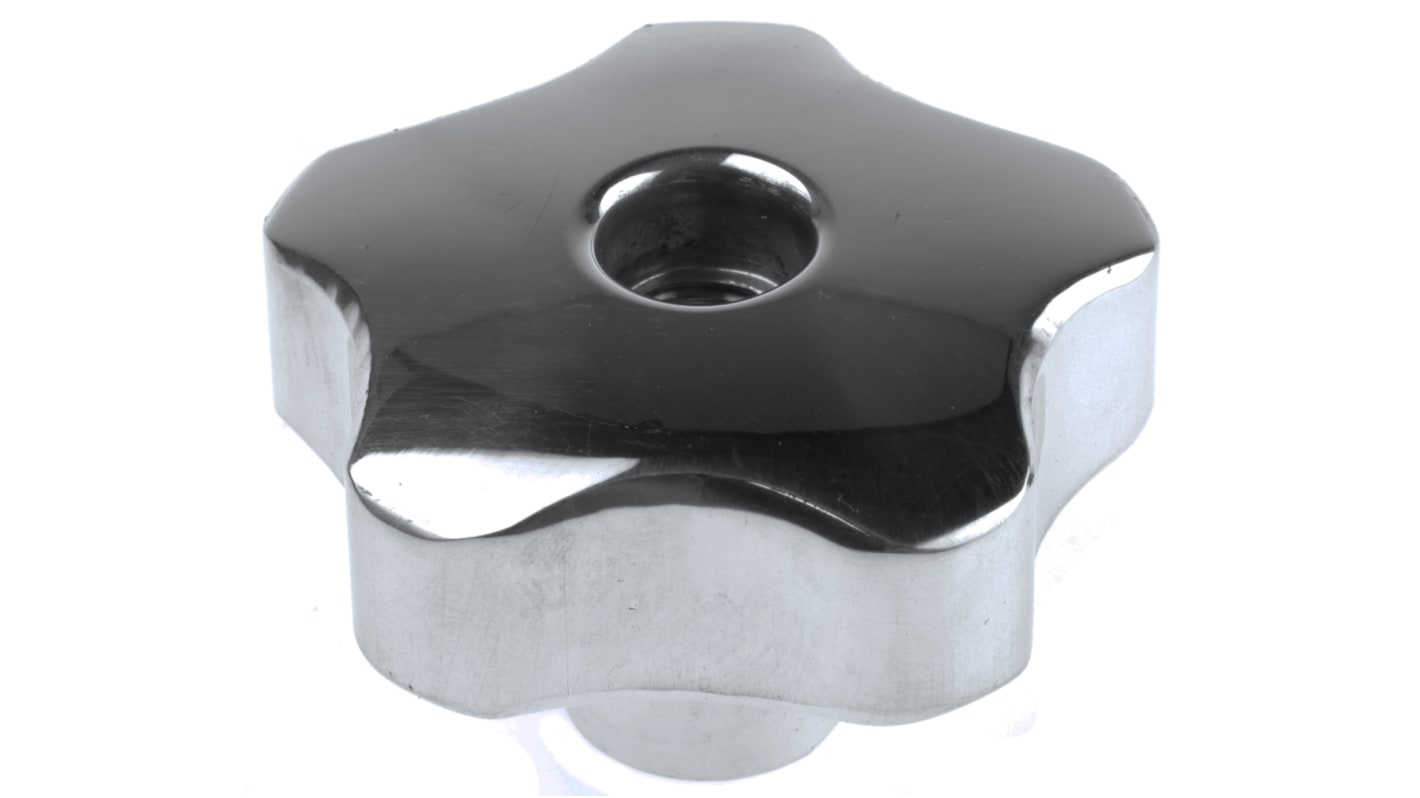 RS PRO Silver Multiple Lobes Clamping Knob, M12, Threaded Through Hole RS