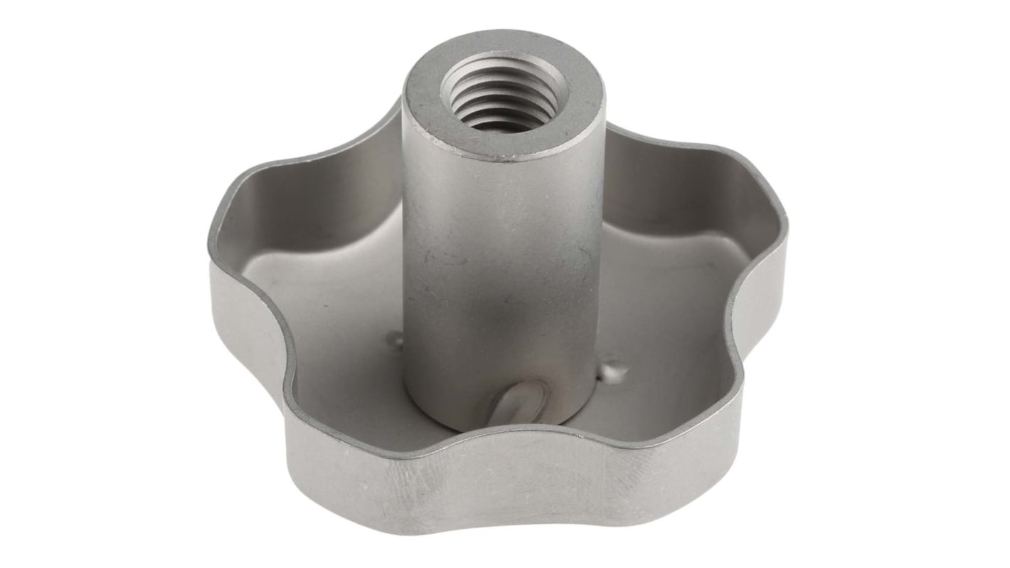 RS PRO Silver Multiple Lobes Clamping Knob, M12, Threaded Hole