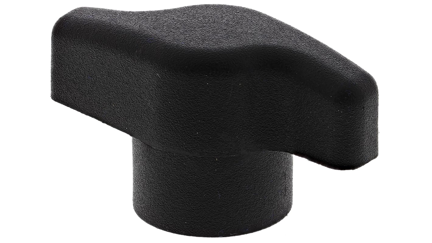 RS PRO Black Wing Clamping Knob, M8, Threaded Hole