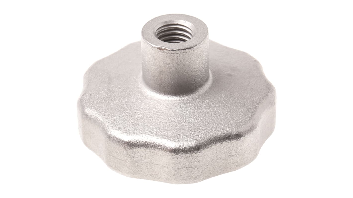 RS PRO Silver Multiple Lobes Clamping Knob, M12, Threaded Hole