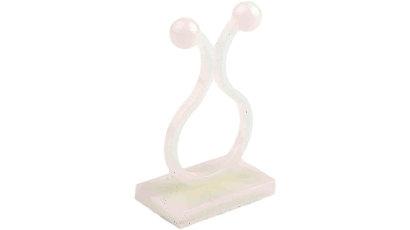 RS PRO Kabelclips Selvklæbende Bunny-clips, Nylon 66, bundtdiameter: 12.7mm, 35.2 x 22mm