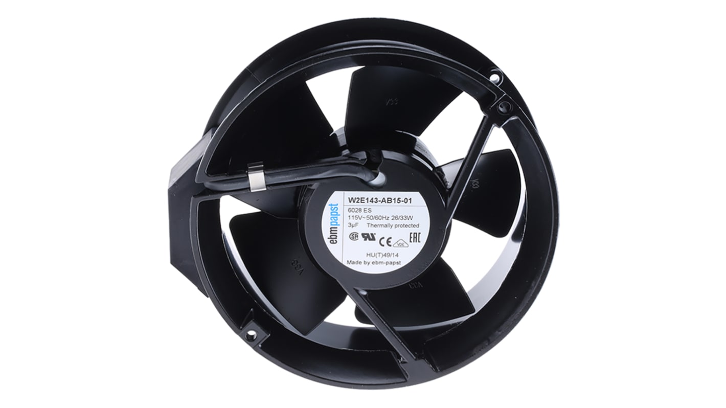 ebm-papst 600 Series Axial Fan, 115 V ac, AC Operation, 500m³/h, 29W, 171.4 x 50mm