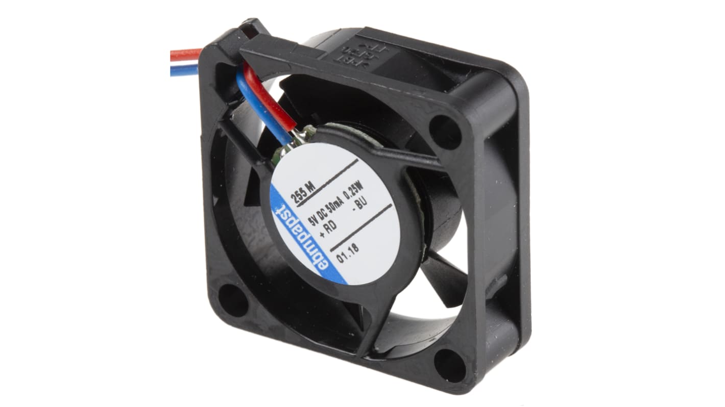 Ventilador Axial ebm-papst 250 de 25 x 25 x 8mm, 5 V dc, 200mW, 6500rpm, caudal 2.3m³/h, 5dB