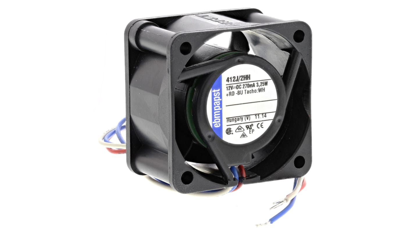 ebm-papst 400 Series Axial Fan, 12 V dc, DC Operation, 24m³/h, 3.3W, 40 x 40 x 25mm