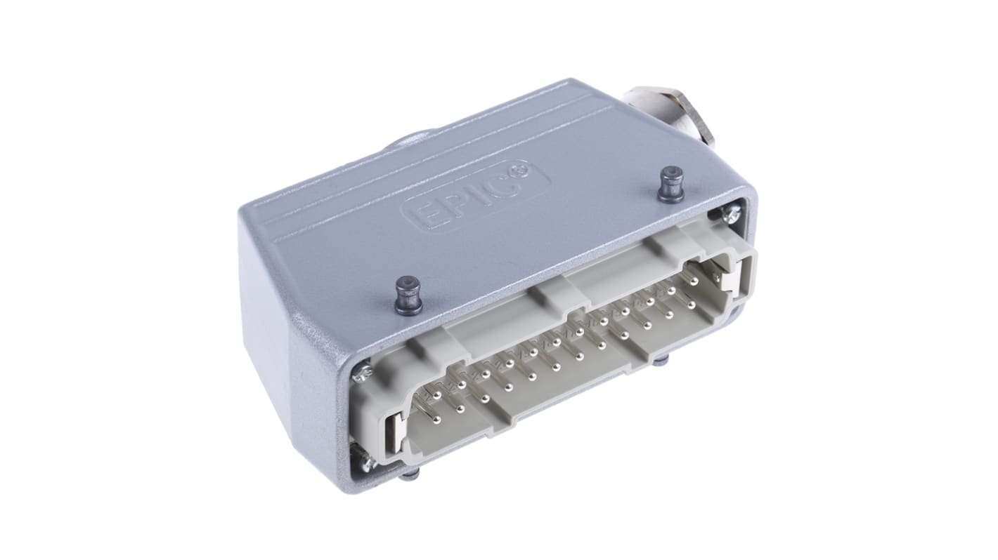 Conector de potencia Epic Contact H-BE Macho de 24 vías, 440 V, 16A, IP65, con rosca PG21