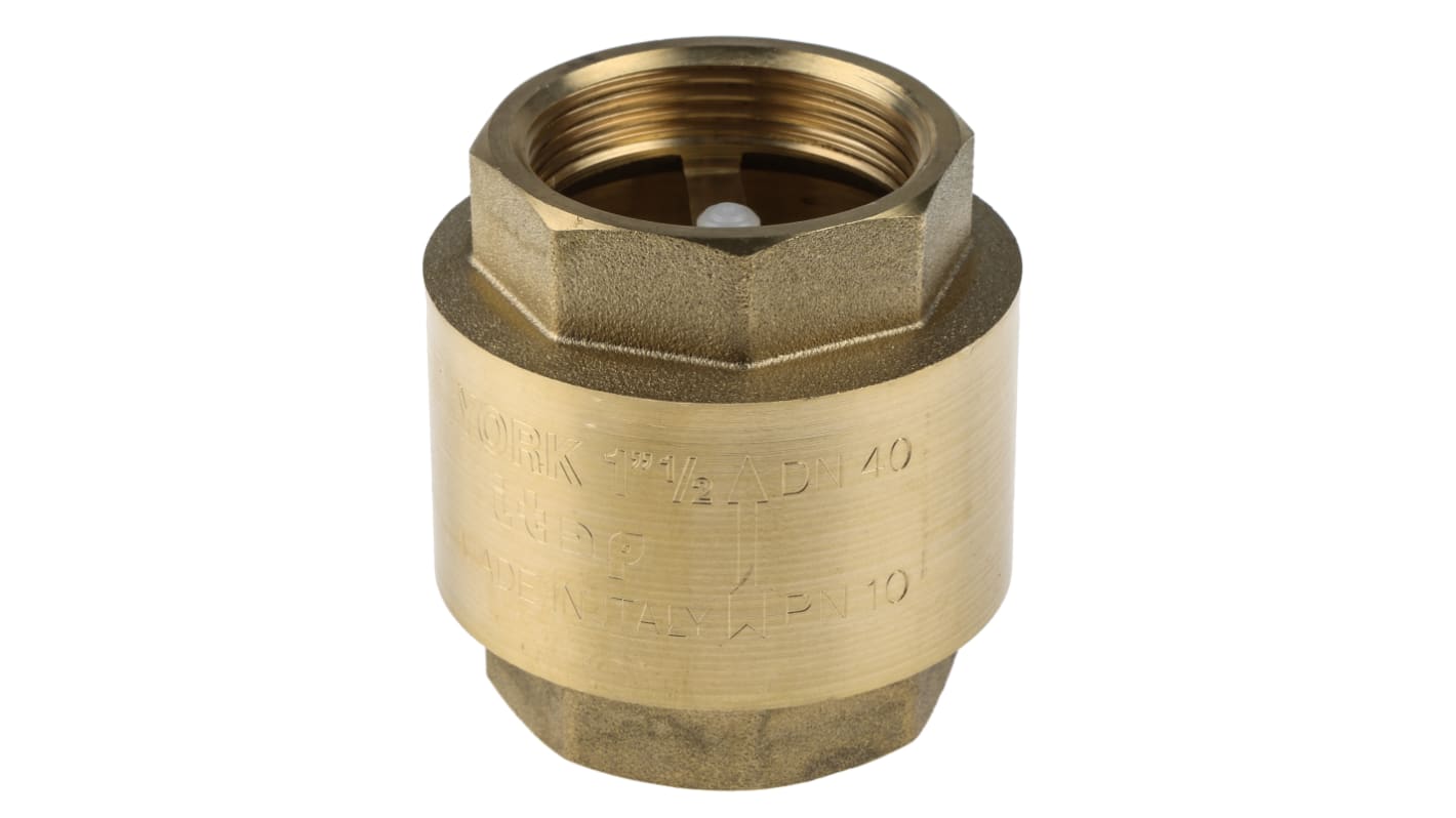 RS PRO Brass Single Check Valve, BSPP 1-1/2in, 12 bar