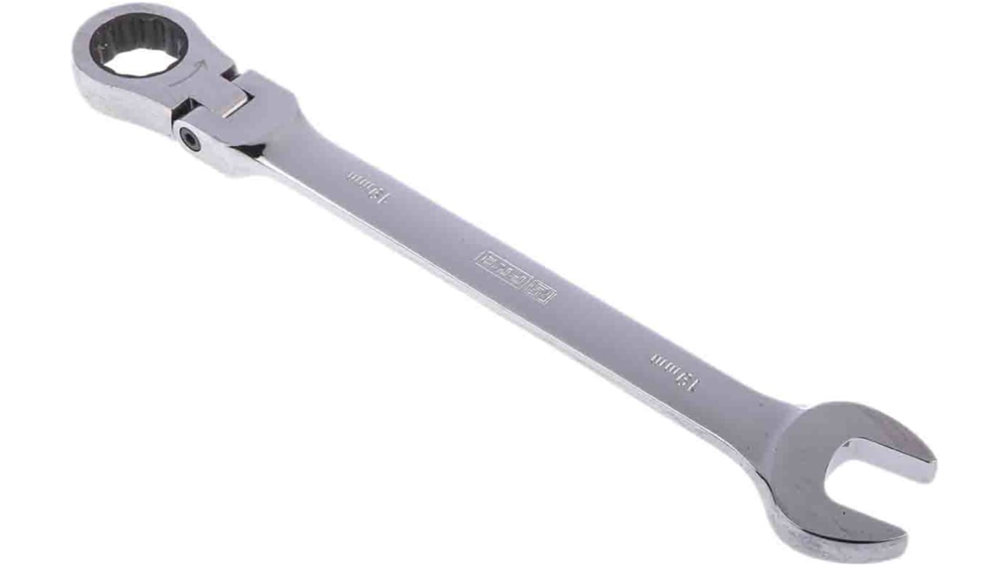 RS PRO Combination Ratchet Spanner, 19mm, Metric, Double Ended, 248 mm Overall