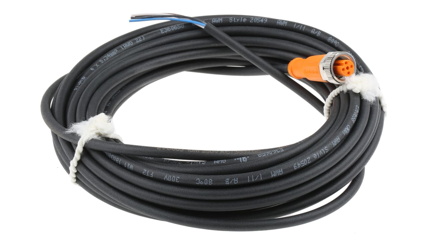 Cable de conexión ifm electronic, con. A M12 Hembra, 4 polos, con. B Sin terminación, long. 10m, 250 V ac, 300 V dc, 4