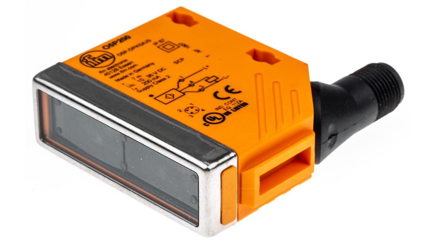 Fotocélula rectangular ifm electronic, Sistema Reflex, alcance 100 mm → 7 m., salida PNP, Conector Cableado M12,