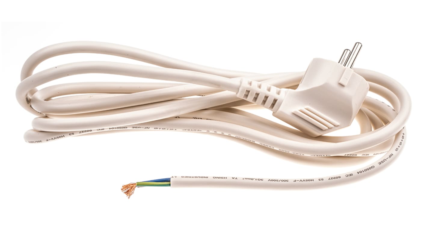 RS PRO Unterminated Type F German Plug Power Cord, 3m RS