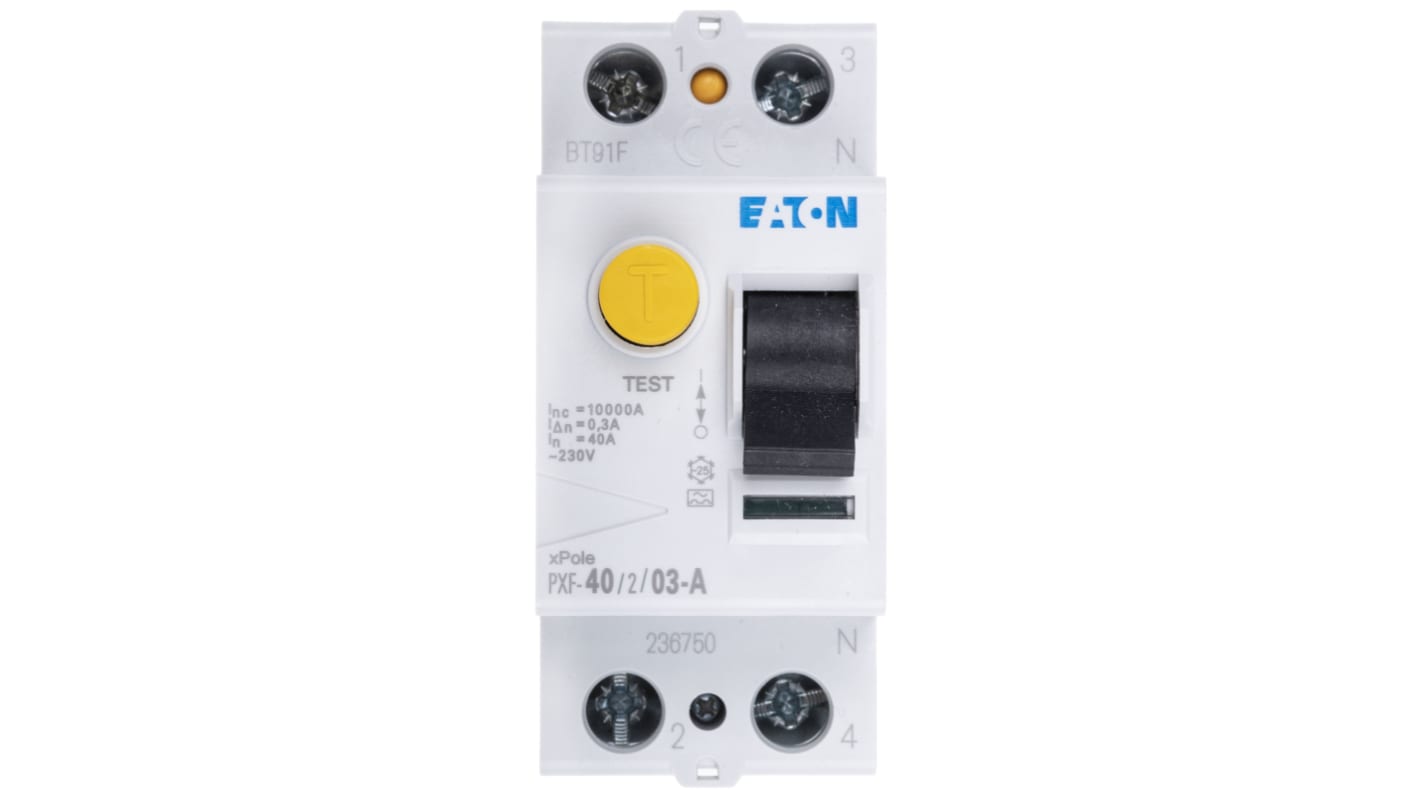 Eaton PXF-A RCCB, 40A, 1P+N Pole, 300mA, Type A