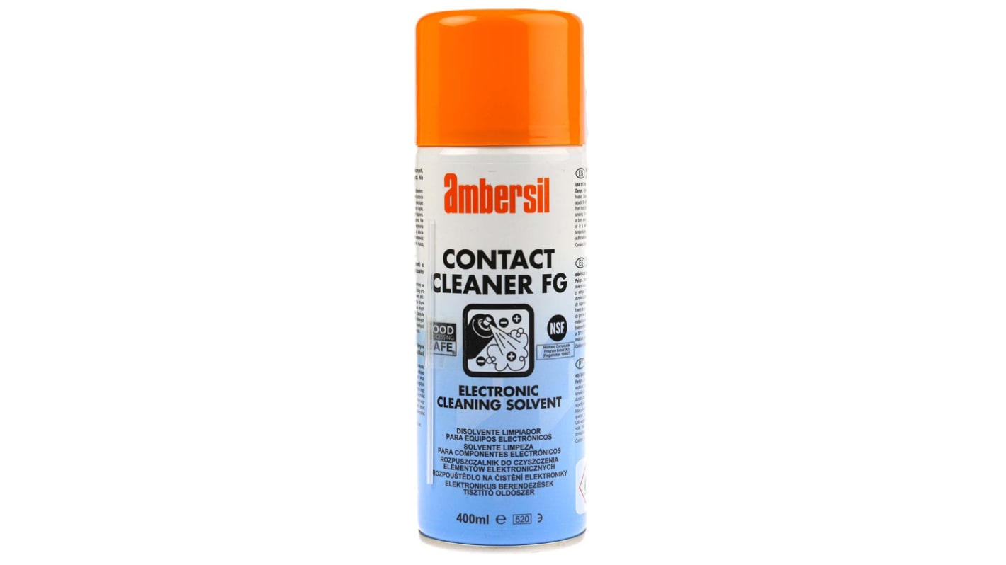 Limpiador de contactos eléctricos Ambersil Contact Cleaner FG, Aerosol de 400 ml para Condensador, contactos, motor,