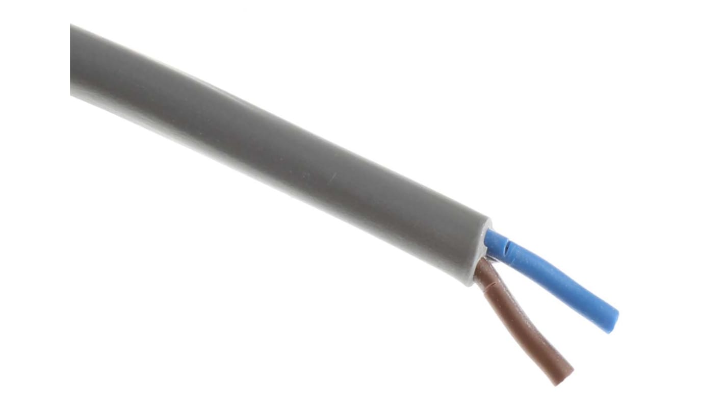 Cable de alimentación 3182Y H05VV-F RS PRO de 2 núcleos, 0.75 mm², Ø ext. 7.2mm, long. 100m, 500 V / 6 A, funda de PVC,