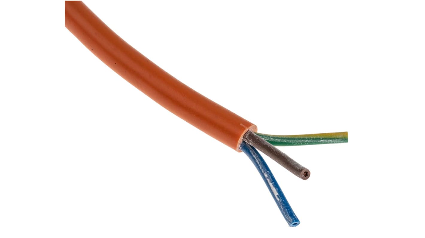 Cable de alimentación 3183Y H05VV-F RS PRO de 3 núcleos, 0.75 mm², Ø ext. 7.6mm, long. 100m, 500 V / 6 A, funda de PVC,