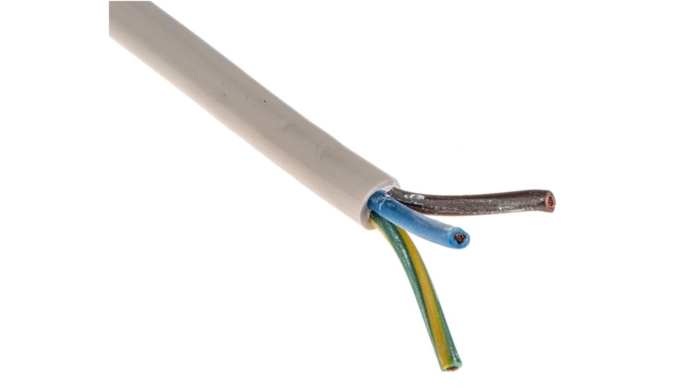 Napájecí kabel 3žilový PVC plášť , Bílá, vnější průměr: 9.4mm, 500 V