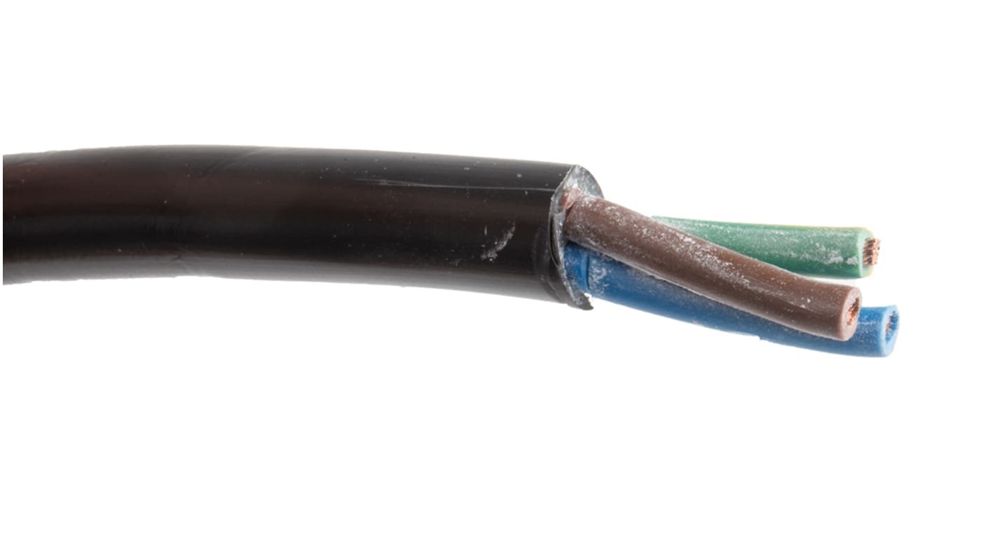 RS PRO 3 Core Power Cable, 1.5 mm², 100m, Black PVC Sheath, 3183Y, 15 A, 500 V