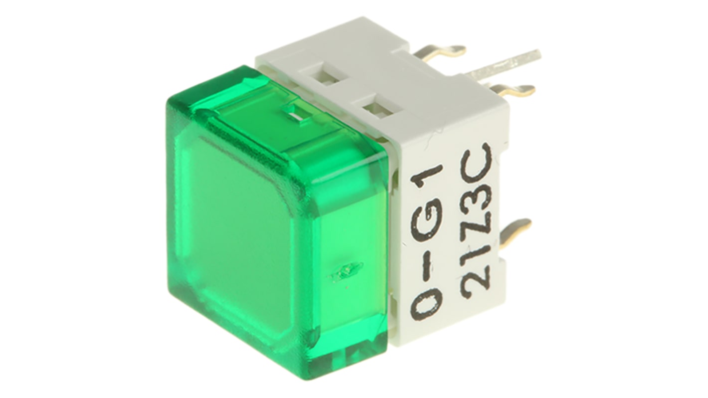 IP00 Green Cap Tactile Switch, SPST 50 mA @ 24 V dc