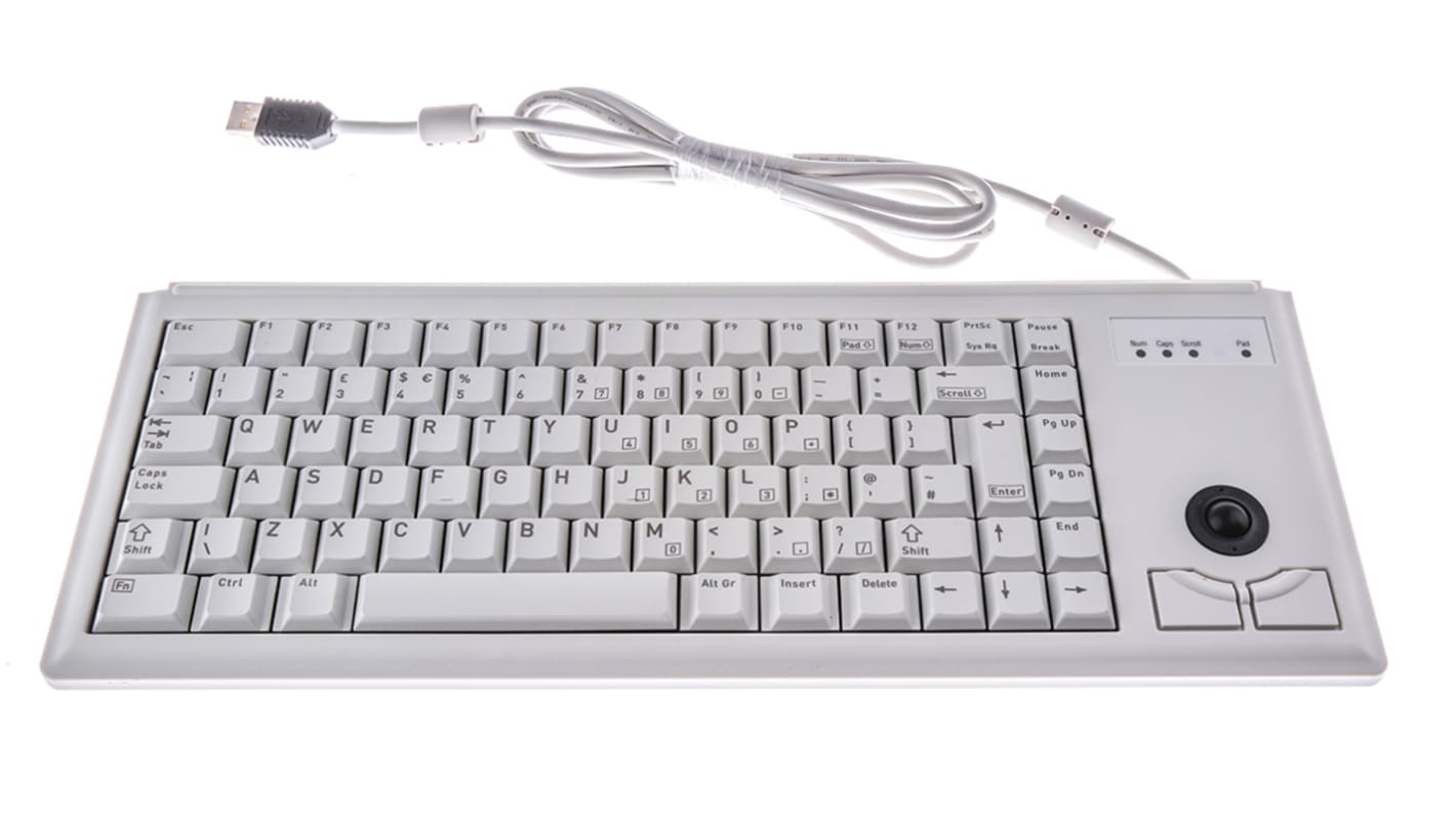 Teclado trackball Cherry, , Con cable, Gris, USB, Compacto, QWERTY (UK)