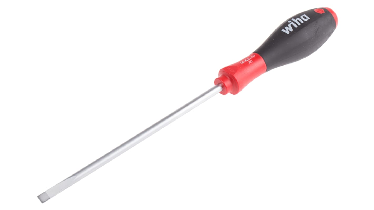 Wiha Slotted Screwdriver, 5.5 mm Tip, 25 mm Blade, 150 mm Overall