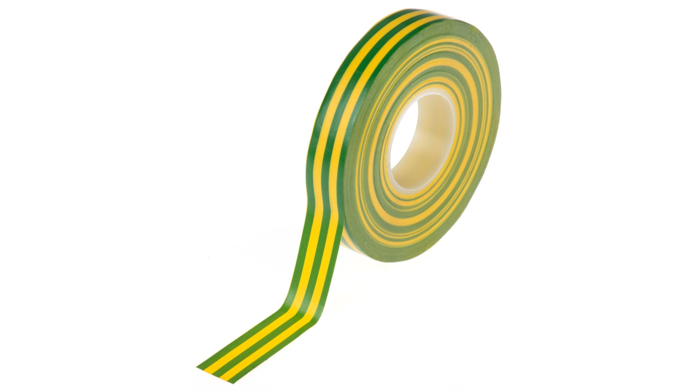 Advance Tapes AT7 Green/Yellow PVC Electrical Tape, 12mm x 20m