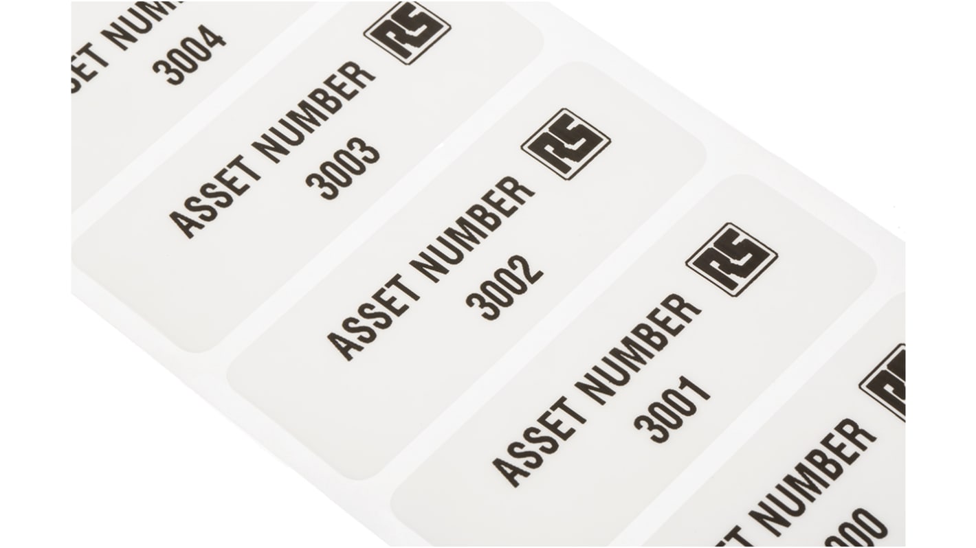 RS PRO Adhesive Pre-Printed Adhesive Label-Asset Number-. Quantity: 1-999